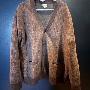 J. Crew wool herringbone jacquard V-neck cardigan sweater
